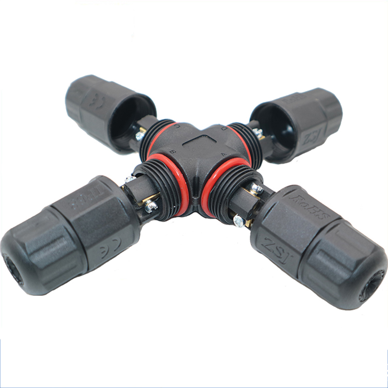 M20 Cross Waterproof IP68 Connector 4 Channels 2/3/4 Core Self-locking and Screwing Outdoor Waterproof Connector Apply For LED Strip Lights